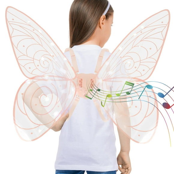 Electrical Butterfly Wings Moving Cosplay Demon Wings with Light and Music Glowing Shiny Princess Wings Lightweight Girls Fairy Wings Dress Up Angel Wings Costume Accessories for Girls Party Favor