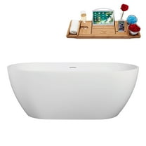 61" Streamline B-228-24-CH Soaking Freestanding Tub and Tray With Internal Drain in Polished Chrome