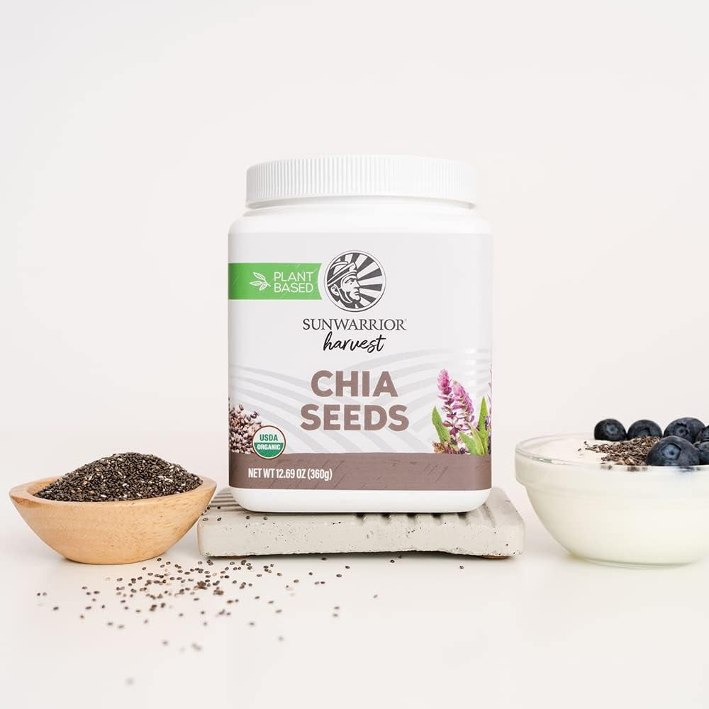 (2 pack) Sunwarrior Organic Chia Seeds, Non-GMO, Keto, Vegan, Superfood, 360g Tub (30 Servings)