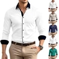 thumbnail image 2 of Yungyresw Mens Long Sleeve Button Down Shirts Mandarin Collar Dress Shirt Wrinkle Resistant Formal for Business Casual, 2 of 7