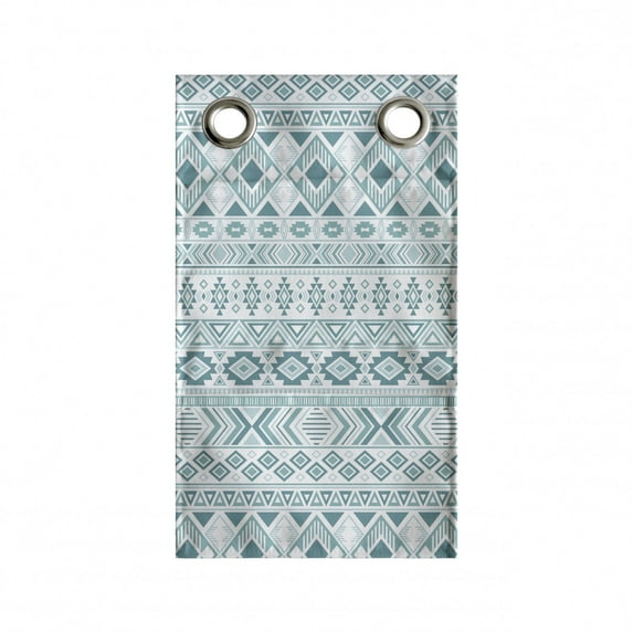 Ikat Hanging Pocket Organizer, Inspired Horizontally Arranged Geometric Cold Toned Folkloric Forms, Printed Polyester Storage Bag with Pockets, 9" x 16", Cadet Blue Seafoam and White