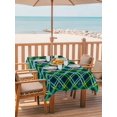 thumbnail image 2 of Outdoor Tablecloth with Umbrella Hole for Patio/Picnic/Party/Camping, Vintage Green Waterproof Table Cloth Rectangle Table Cover Washable, Geometric Tartan Plaid Ethnic Farmhouse (52"x 70"), 2 of 8