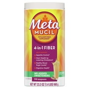 Metamucil Fiber Supplement, Sugar-Free, Psyllium Husk Fiber Powder, No Added Sweetener, 114 Servings
