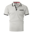 thumbnail image 4 of SHIXIAOO T-Shirt à Col à Revers pour Homme de Printemps, Chemise de Base, Chemise à Manches Courtes, Haut Patchwork, Haut d'Entraînement pour Hommes, Chemises à Col Long pour Hommes, 4 of 5