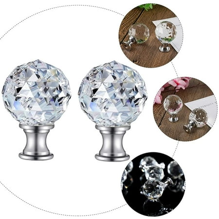 2pcs Crystal Lamp Finials Cap Knob Royal Designs Shade Top Finial Decorative Threaded Diamond Glass For Canada 2pcs Crystal Lamp Finials Cap Knob, Lamp Shade Knob