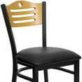 thumbnail image 6 of BizChair Black Slat Back Metal Restaurant Chair - Natural Wood Back, Black Vinyl Seat, 6 of 11
