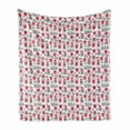 thumbnail image 1 of Childish Soft Flannel Fleece Blanket, Pattern of Girl in Strawberry Garden Farming Yummy Fruits Imagination, Cozy Plush for Indoor and Outdoor Use, 50" x 60", Dark Pink Charcoal Grey, by Ambesonne, 1 of 5