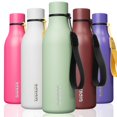 thumbnail image 1 of BJPKPK - Botellas de agua aisladas, botella de agua de metal de acero inoxidable de 18 onzas con correa, sin BPA, termo a prueba de fugas, tazas, frascos, botella de agua reutilizable para deportes y, 1 of 6