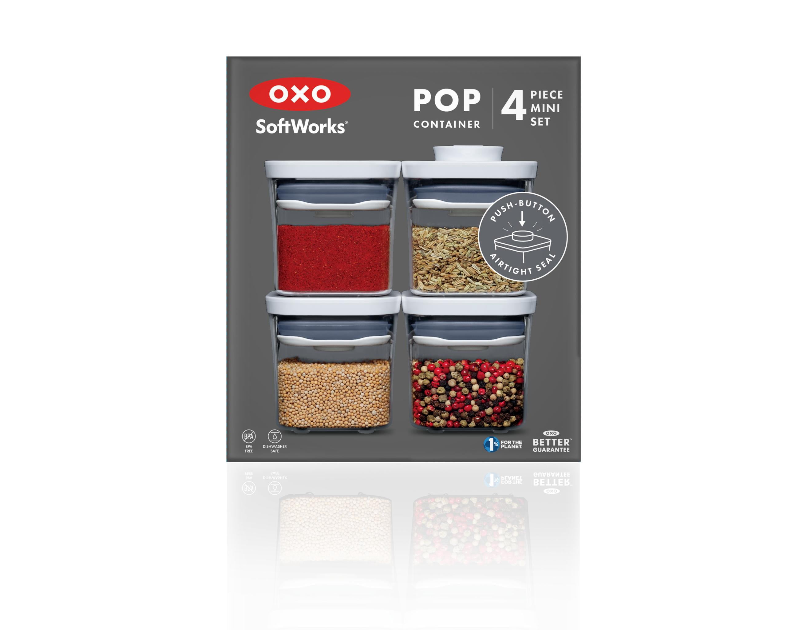 OXO Airtight Food Storage Jar Set with BPA-Free Plastic, 4-Piece