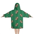 thumbnail image 2 of Green Striped Footballs Pattern Blanket Hoodies for Kids 6-13YR Oversize Wearable Blanket Hoodies for Boys Girls Teens, 2 of 7