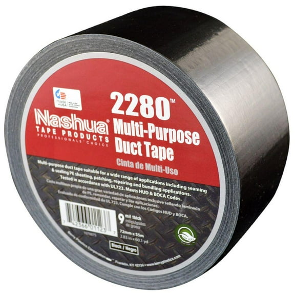 Nashua Duct Tape, Black, 60 yd L, 2-3/4 in W 2280