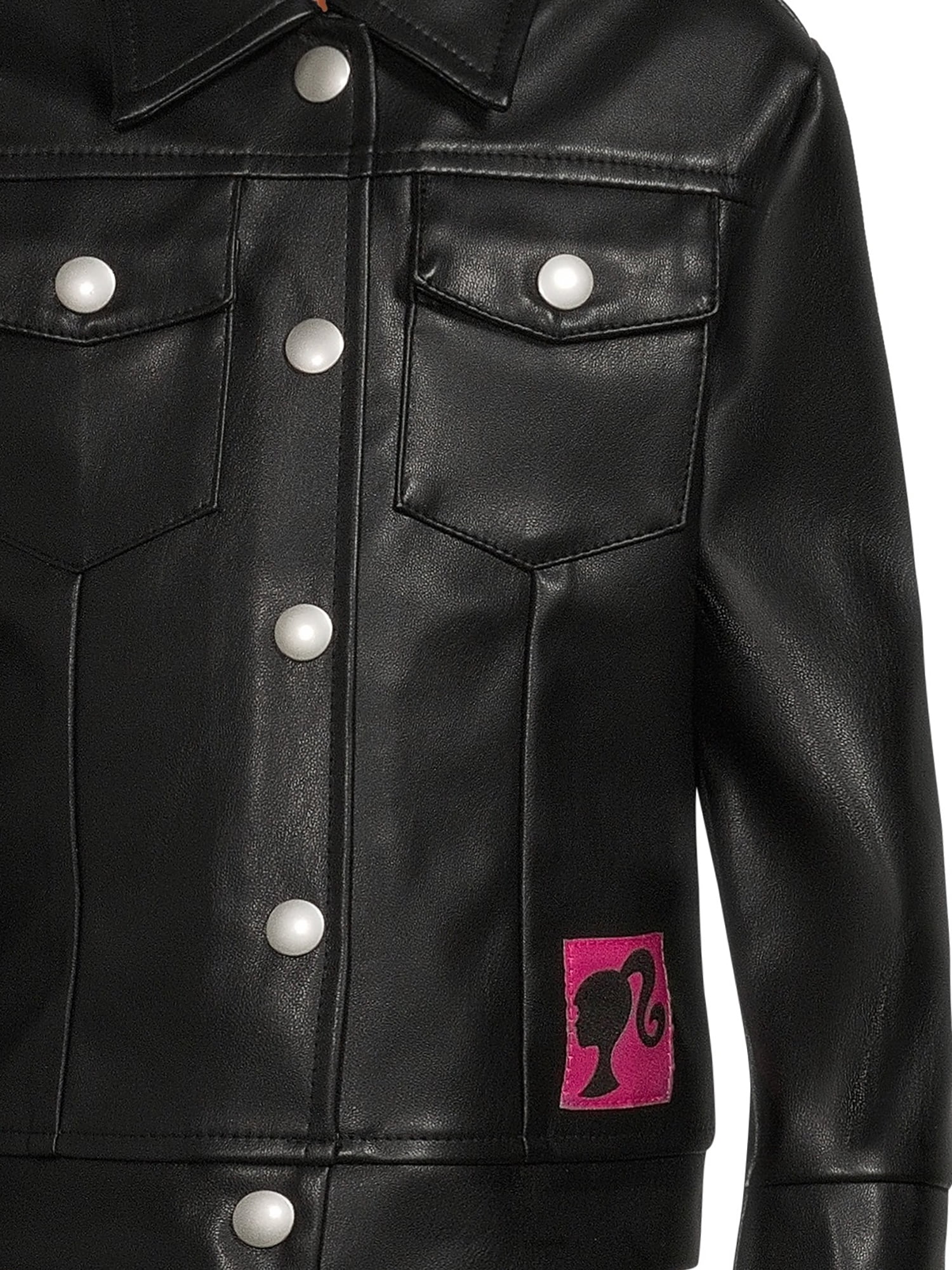 Barbie Toddler Girl Faux Leather Moto Jacket, Sizes 2T-5T