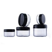 12PCS Empty Refillable Clear Plastic Cosmetic Makeup Storage Small Container Jar Box Face Cream Lip Balm Eye Shadow Bottle Pot with Screw Lid (10ml/ 0.34oz, Black)