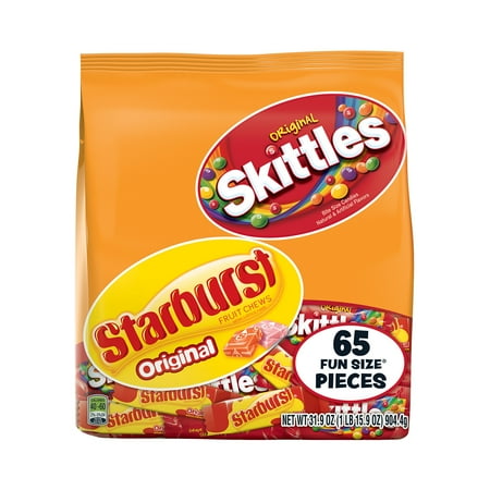 Skittles & Starburst Fruity Candy, Fun Size Variety Mix Bag, 31.9 Oz