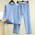thumbnail image 2 of BLVB Fall Winter Pajamas for Women 2 Piece Outfits Plush Cozy Crewneck Long Sleeve Tops and Pants Sets Sleepwear, 2 of 5