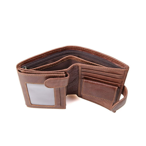 Raindrops Men Casual Wallet Coffee Genuine Large Capacity Bifold Purse Card Slots