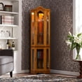 thumbnail image 2 of SEI Furniture Riley Lighted Corner Curio Cabinet in Golden Oak, 2 of 7