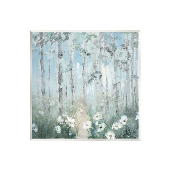 Stupell Industries White Flowers Blooming Forest Birch Trees Scenery Painting Unframed Art Print Wall Art, Design by Sally Swatland