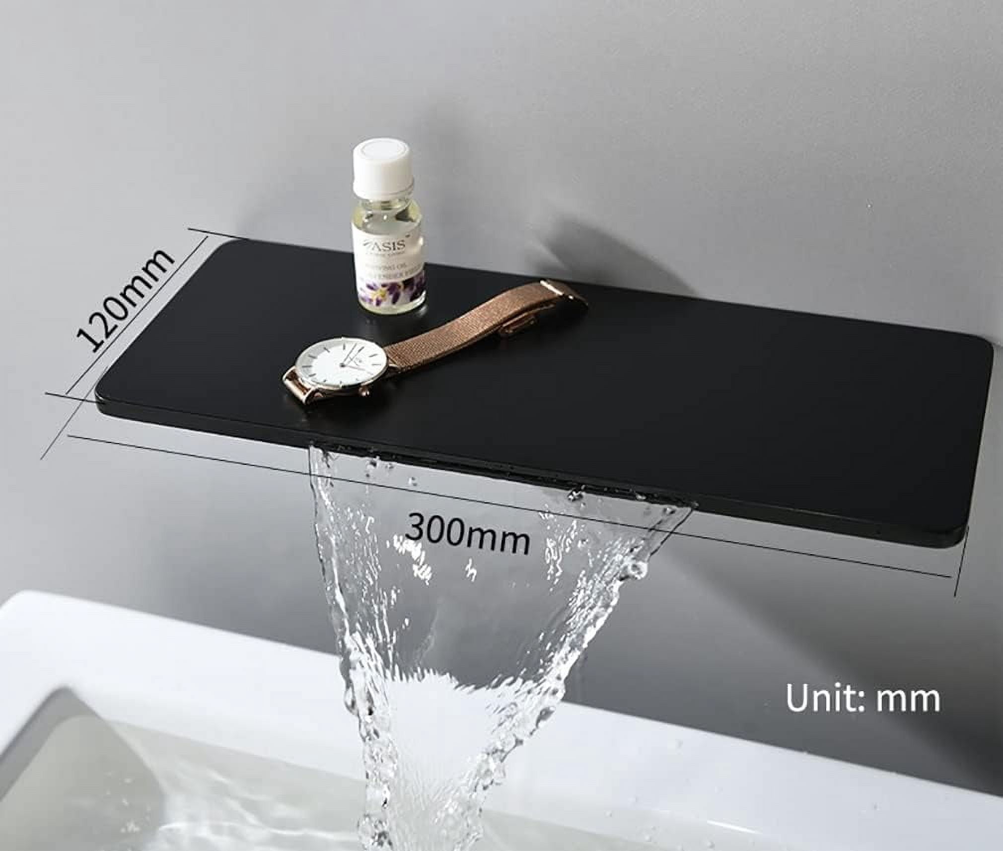 Bathroom Sink Faucet, Bathroom Bathtub Basin Faucet Bath Mixer Shower Set Waterfall Brass Matte Black Wall Mounted Hot and Cold Water Faucet