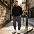 thumbnail image 2 of Resicozy Mens Fleece Cargo Sweatpants Casual Cotton Tapered Drawstring Athletic Workout Joggers Sweat Pants with Pockets Dark Gray XL, 2 of 7