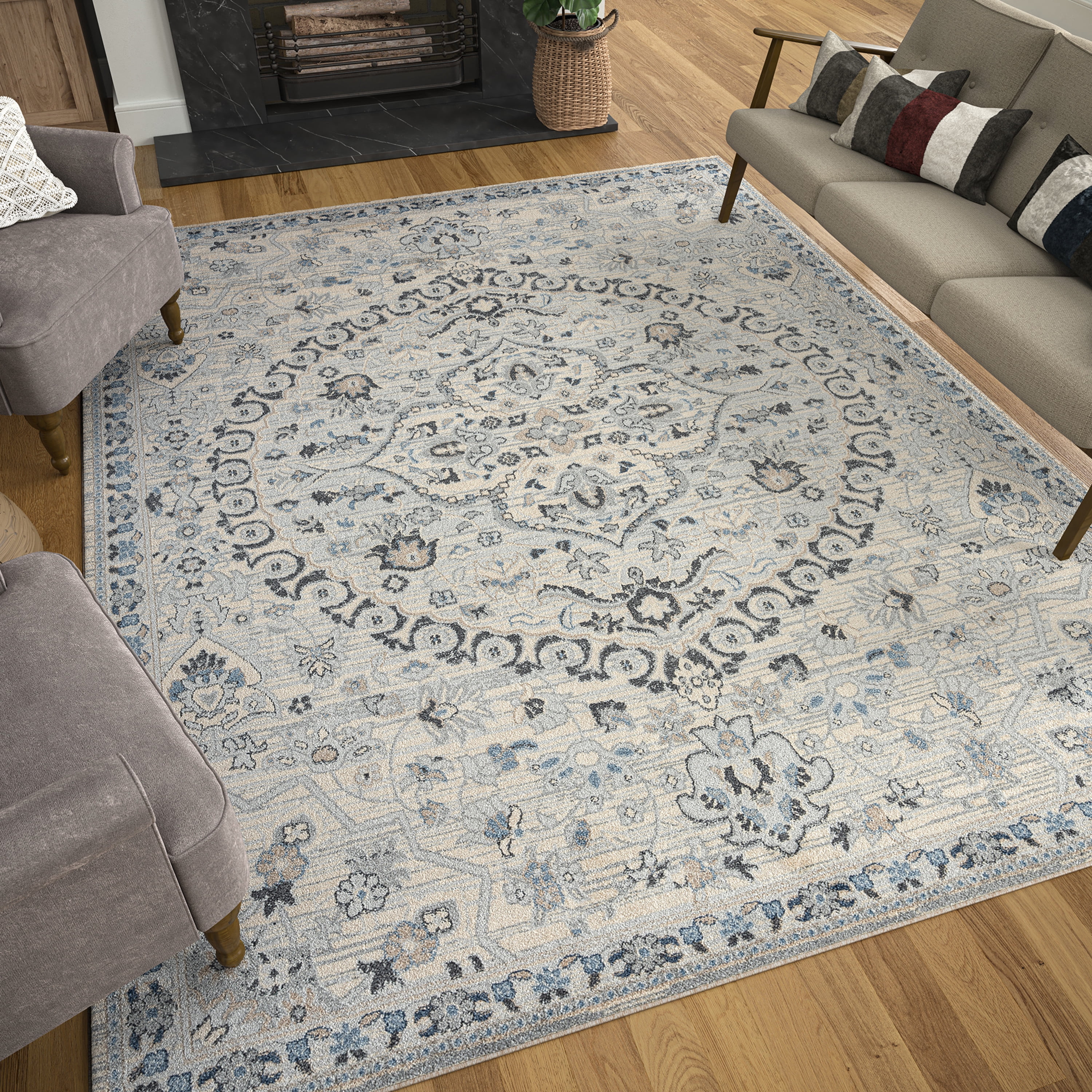 Traditional 2x3 Area Rug (2' x 3') Medallion Cream, Cream Indoor Scatter Easy to Clean