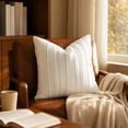 thumbnail image 7 of DefiDgd Velvet Throw Pillow Cover,Minimalist Striped Textured Square Cushion Case,Soft Decorative Pillow Slip for Sofa Couch Bed Living Room Bedroom Farmhouse Home Decoration(White), 7 of 7