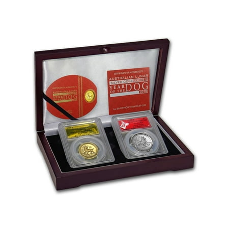 2018 2-Pc 1 oz Gold & Silver High Relief Dog Set PR-70 PCGS