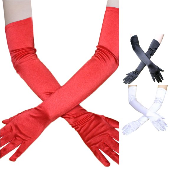 PMVFHDE Gloves & Mittens Unisex Solid Long Party Performance Tight Fashion Women Accessory Red - One Size