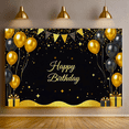 thumbnail image 5 of Black Gold Themed Happy Birthday Banner with Balloons Star Elements Party Backdrop Decor Background for Birthday Party Celebrations Photography Props Decorations, 5 of 8