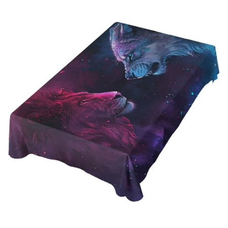 

JSTEL Lions Nebula Table Cloth Square 60 x 60 Inch Tablecloth Anti Wrinkle Table Cover for Dining Kitchen Parties