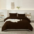 thumbnail image 2 of DNG Luxury 1 Piece Pom Pom Plain Pattern Comforter Set, 800 Thread Count, 100% Egyptian Cotton, White Vintage Pom-Pom Fringe Super Soft (Twin/Twin XL Size Chocolate Color), 2 of 9