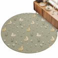 thumbnail image 2 of Light Yellow Ducks Round Area Rugs 3 ft, Rustic Nursery Floral Olive Green Meadow Animal Washable Small Area Rug with Non-Slip Sturdy Edge Binding Round Front Door Mat Floor Carpet for Entryway, 2 of 9