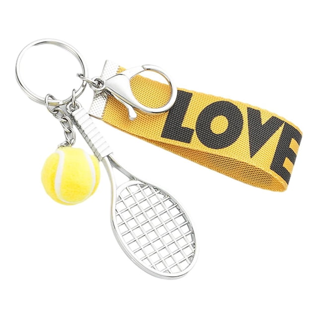 Creative Tennis Racket Key Games Charm Tennis Ball Pendant Gift for Tennis Player Team - Yellow Yellow 2