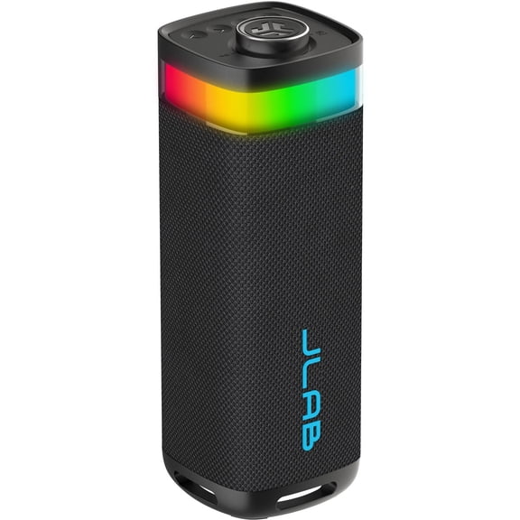 Restored JLab JBuds Party  Portable Bluetooth Speaker with 30W Powerful Sound, 12+ Hour Playtime, RGB Lighting, LabSync Multi-Speaker Pairing, and Splashproof Design  Black (Refurbished)