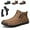 Khaki, variant on Stepthetop Motorcycle Boots(Step the Top)(Hand-Stitched Leather Boots-Wide Toe, Waterproof, Anti-Slip) for Work, Driving