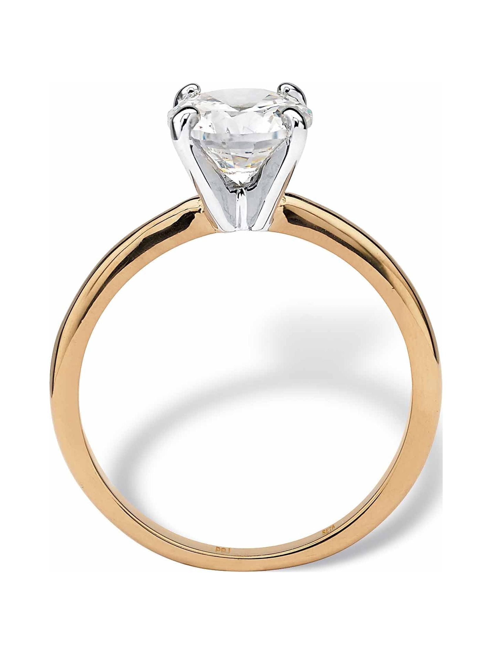 PalmBeach Jewelry Solitaire Round Cubic Zirconia Engagement Ring 2 ct, 18K Gold-Plated
