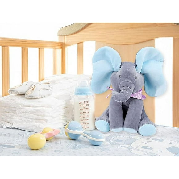 Animated Elephant Toys, Plush Elephant with Ears Moving Electric Plush Toy, Adorable Elephant Stuffed Animal Toy for Baby's Gift, Blue