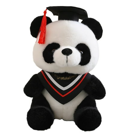 10" Panda Plush Stuffed Animals Plushie Cute Soft Cuddle Pillow for Boys Girls,Big Red - Triangle Scarf