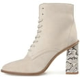 thumbnail image 2 of Journee Signature Womens Genuine Leather Edda Almond Toe Block Heel Combat Booties, 2 of 8
