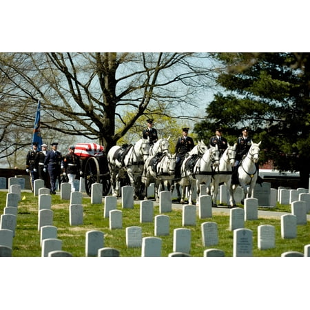 Service Casket - A joint service honor guard escorts the caisson carrying a casket Poster Print by Stocktrek Images