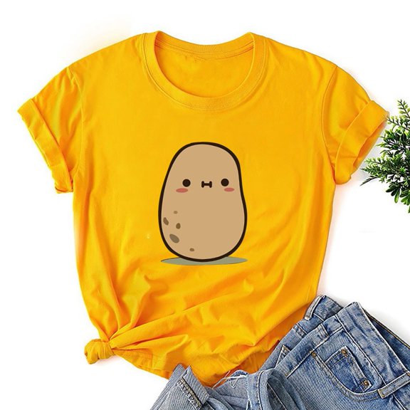 Spring Tops for Women Womens Tops under $5 Free Shipping Women Printing Day Print Short Sleeve T-Shirt Novelty Graphic Tops