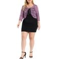 thumbnail image 2 of Agnes Orinda Women's Plus Size Elegant Floral Lace Hollow Out Tie Crop Shrug Cardigan, 2 of 6