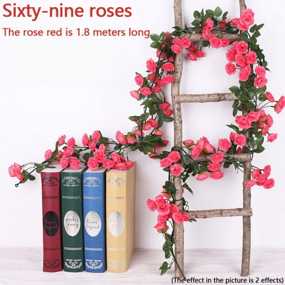 Crowdstage 8.2Ft Artificial Rose Vine Flowers Silk Wisteria Garland Vine Rattan Hanging for Home Garden Outdoor Ceremony Wedding Arch Floral Decor