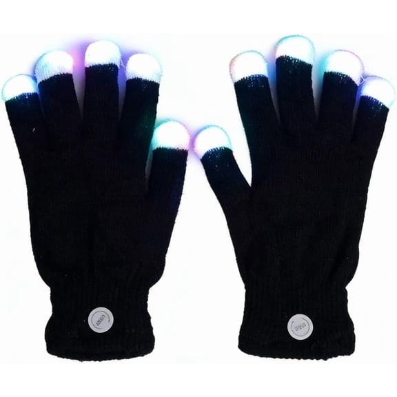 Light up Gloves Fingertips, 2026 LED Rave Glove, 7 Colors Light Show, Lights up Finger Gloves