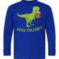 thumbnail image 3 of Inktastic Eggs-cellent Cute Easter T-rex Dinosaur Long Sleeve Youth T-Shirt, 3 of 5