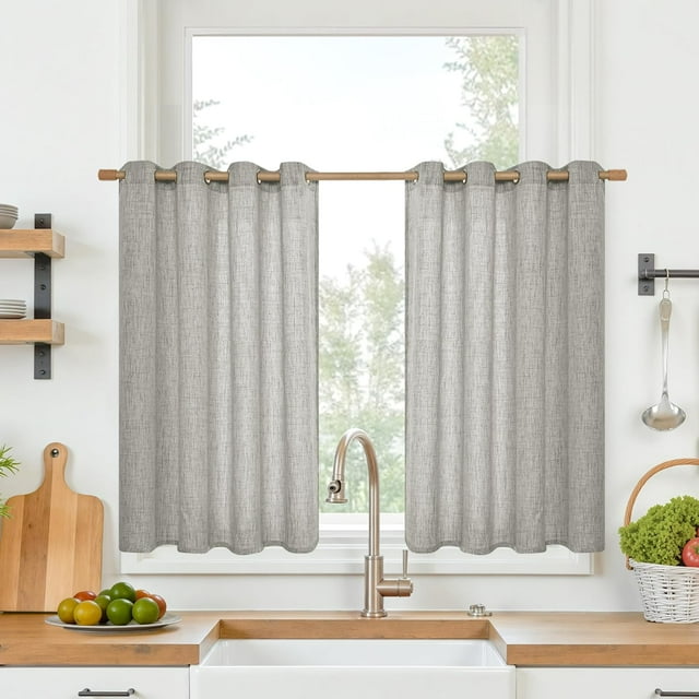 Natural Linen Curtains Long for Living Room Bedroom Groet Top Light Filtering Privacy Linen Textu Window Semi Sheer Drapes Birch Panels x