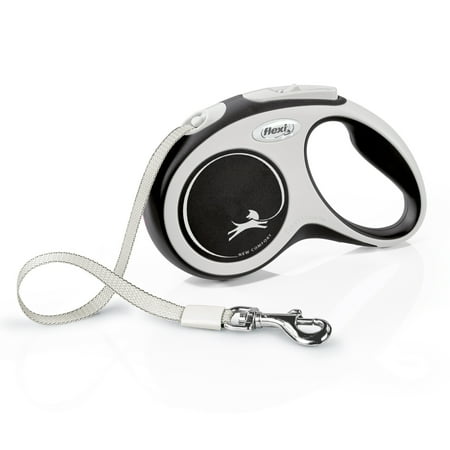 Flexi New Comfort Small Tape Retractable Dog Leash, 16 ft, Grey (For Dogs up to 33 lbs)