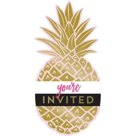 Club Pack of 48 Gold and Pink Pineapple Wedding Invitation Cards (Best Size For Wedding Invitations)