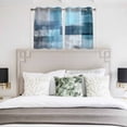 thumbnail image 4 of Teal Blue Kitchen Curtains Short 45 Inch Length, Modern Oil Painting Abstract Ombre Geometric Grommet Top Bedroom Living Room Curtains, Light Filtering Cafe Curtain Drapes 2 Panels Set 84''x45'', 4 of 9