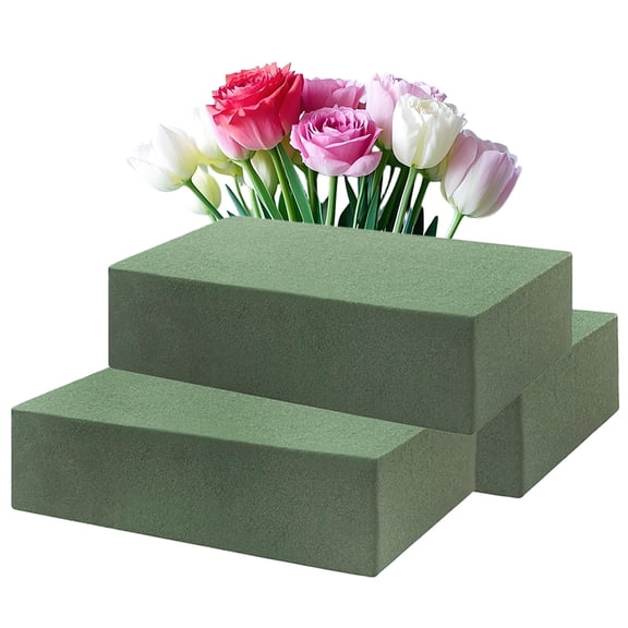 Floral Foam Blocks, 3 Pack Green Wet and Dry Flower Arrangement Foam, for Fresh Flowers, Artificial Flowers, DIY Crafts, Wedding Decor, Centerpieces, Home Decorations, Vase Filler